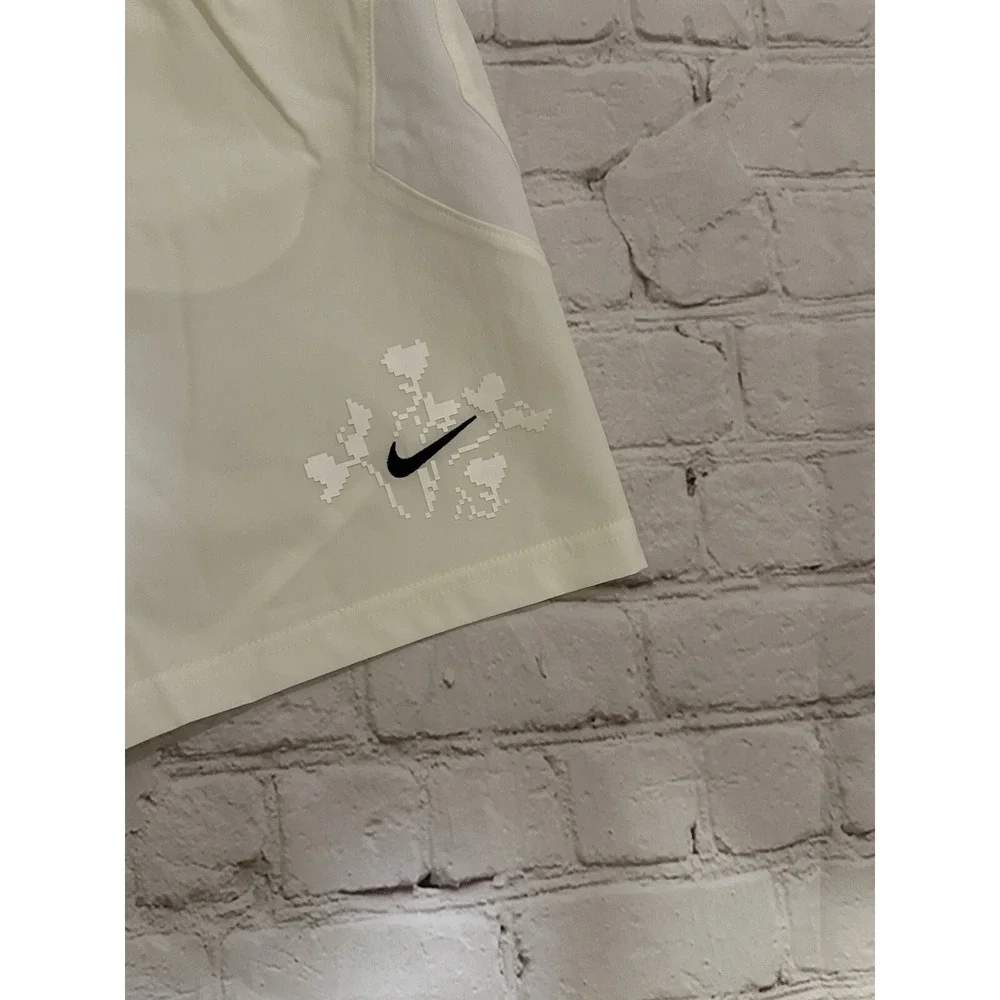 NIKE Soccer Shorts 5' X-Large Mens White Black Culture Of Football Dri Fit Sail